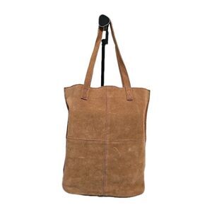 Fatface Suade Leather Tote Bucket Shoulder Bag Brown Tan Size Large